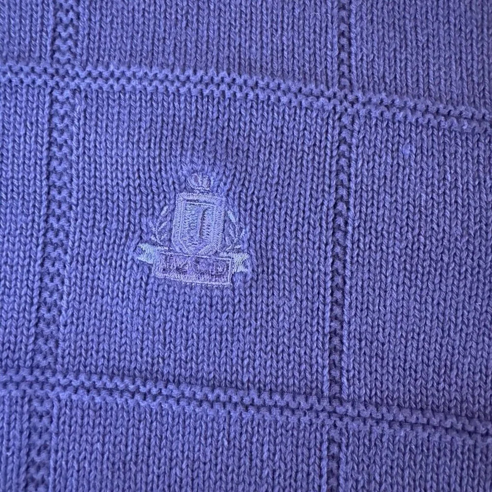 Vintage IZOD Men's Cable Knit Sweater XL 100% Cotton Purple - Picture 6 of 9